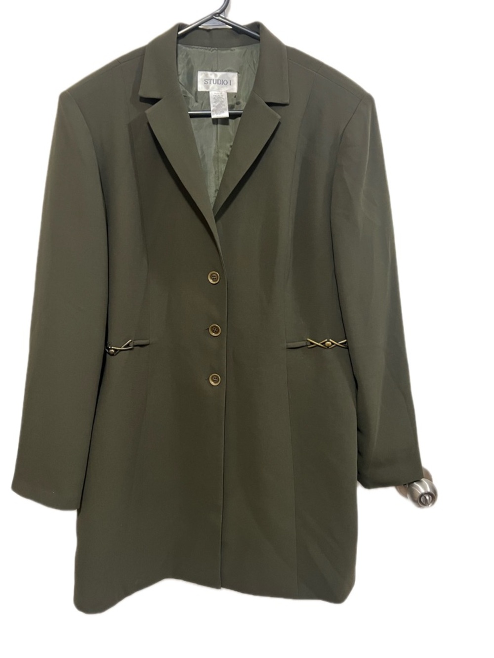 Studio I Olive Green Tailored Women's Blazer below hip length